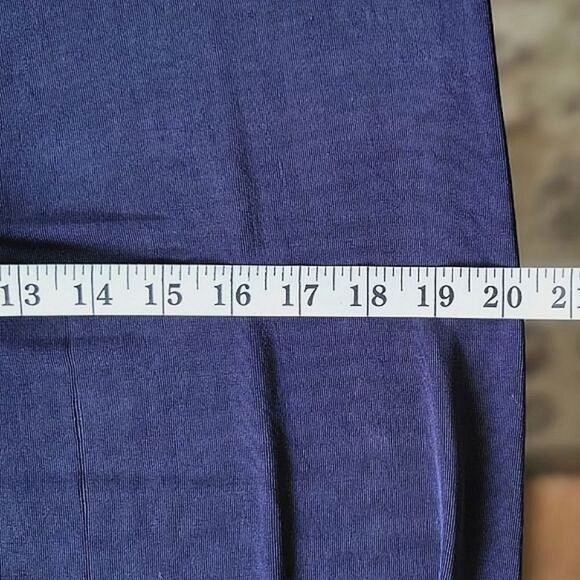 Vtg royal blue fine rib high rise wide leg pants - Picture 6 of 11